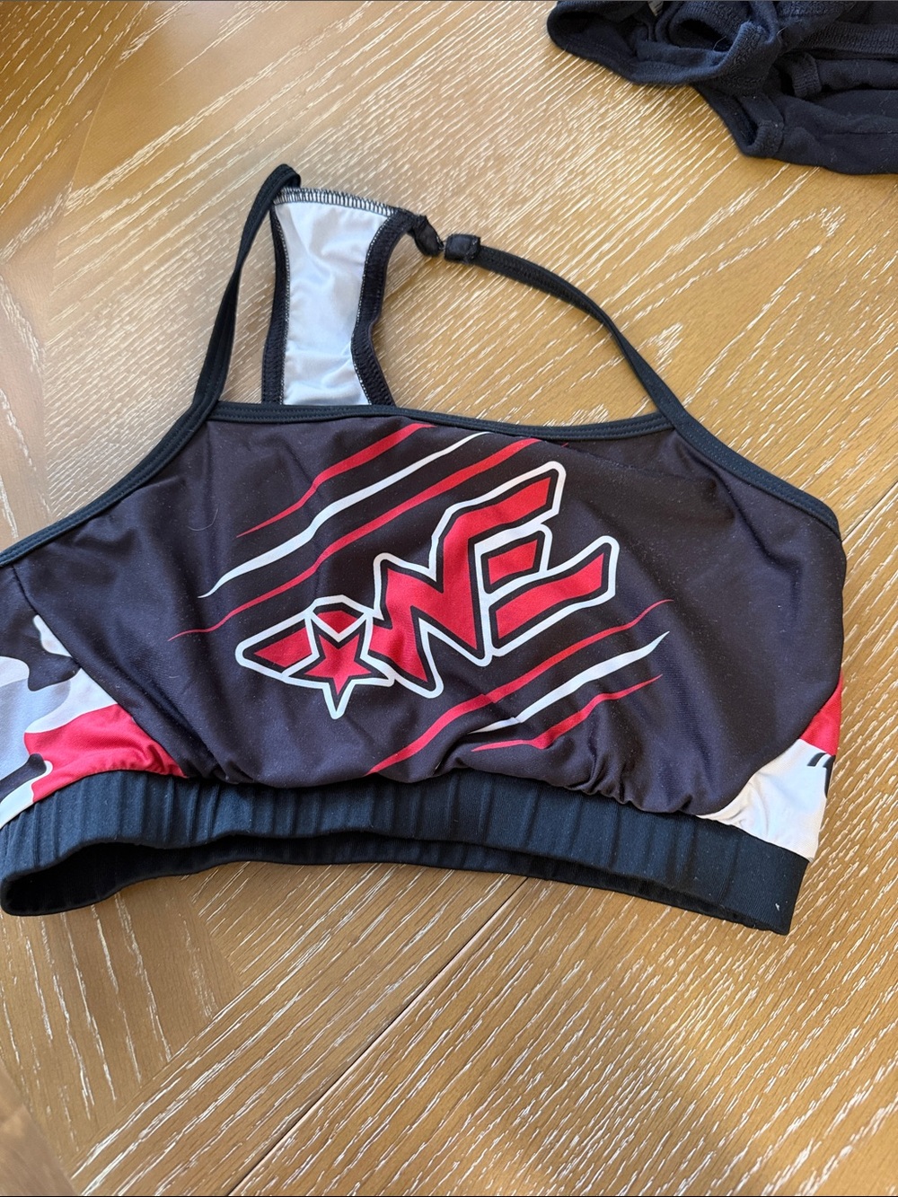 Varsity Black Red & White Women's Swim Top